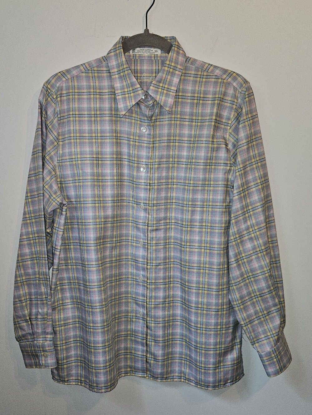 Foxcroft Candy Colors Checkered Wrinkle Free Button Up Shirt Size 10